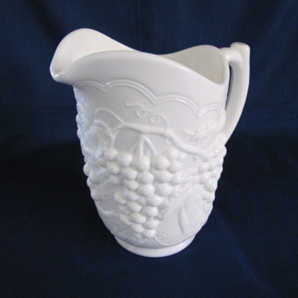 Milk Glass Pitcher Grape Design by Imperial Glass Co 1951 to 1977 - Picture 1 of 4